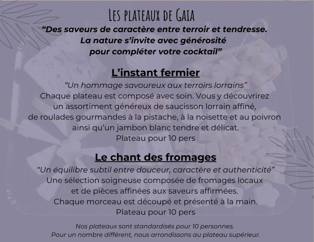 gaia traiteur Nancy cocktail planches
